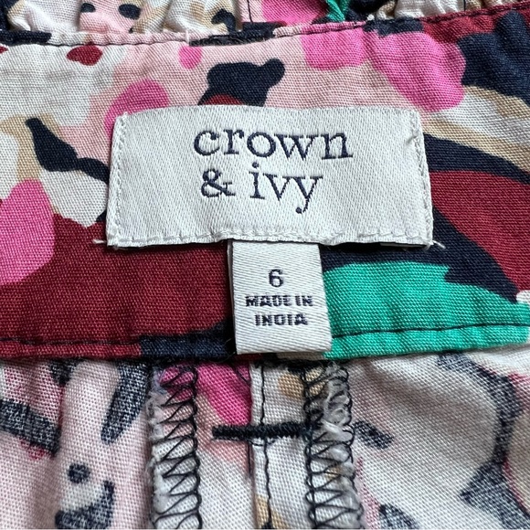 Crown & Ivy Abstract Floral Cotton Shorts Size 6 - Picture 11 of 12